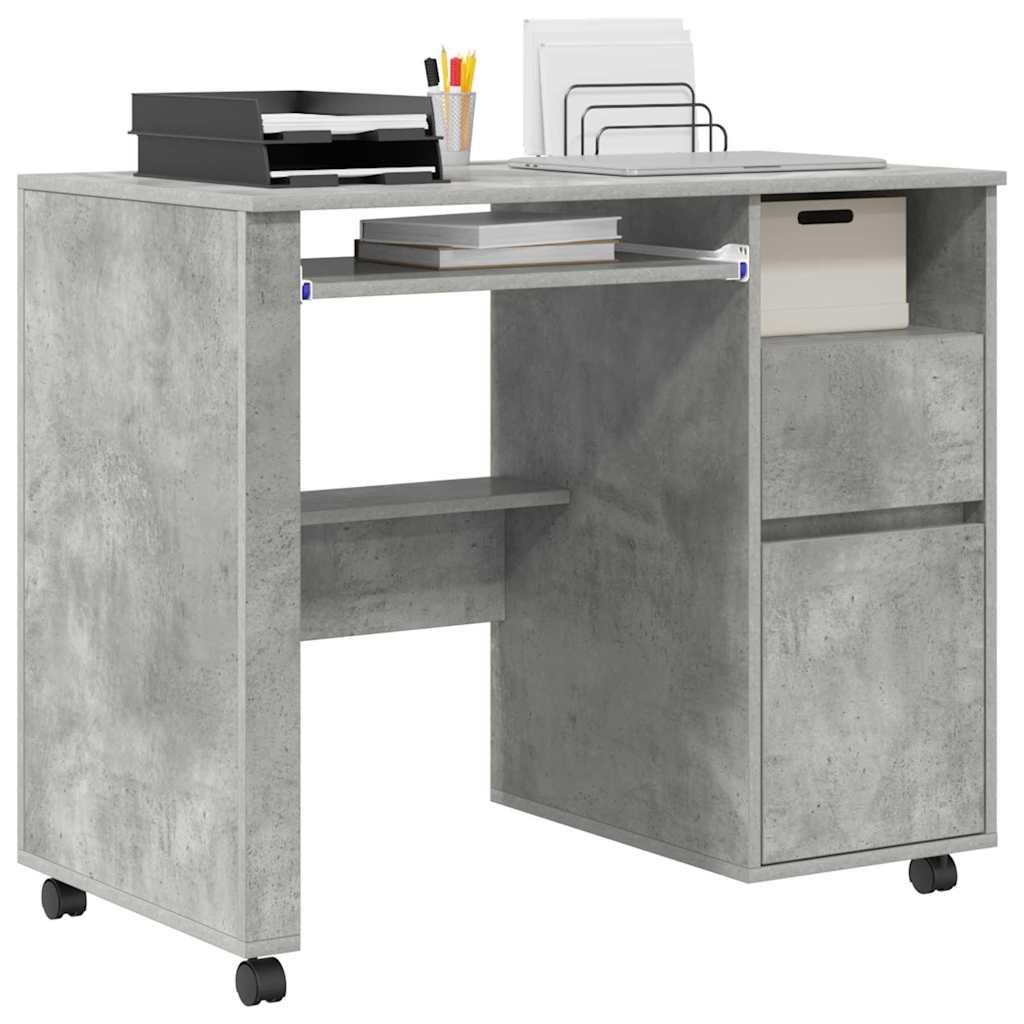 Tisch mit Rädern Beton Grau 91 x 50 x 77 cm Holzwerkstoff