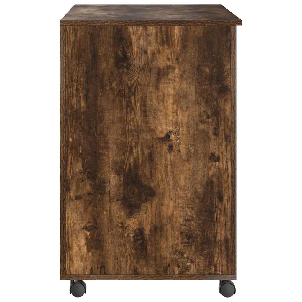 Tisch mit Rädern mit Regal Geräucherte Eiche 91 x 50 x 77 cm