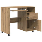 Tisch mit Rädern Artisan-Eiche 91 x 50 x 77 cm Holzwerkstoff