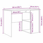Schreibtisch Beton Grau 102 x 50 x 75 cm Holzwerkstoff
