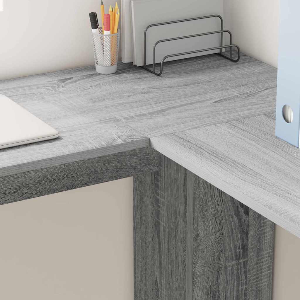 Eck-Schreibtisch mit Regal Graues Sonoma 140 x 113,5 x 75 cm