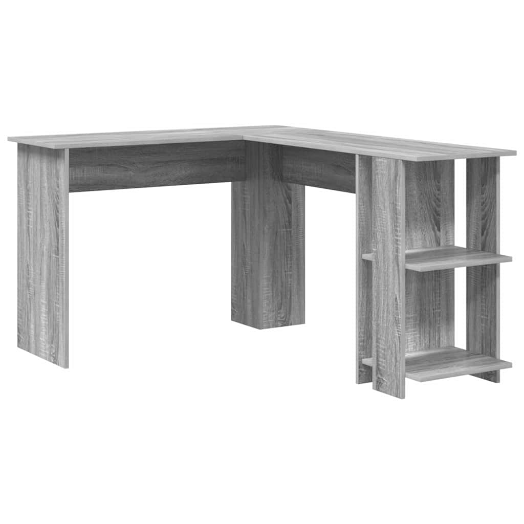 Eck-Schreibtisch mit Regal Graues Sonoma 140 x 113,5 x 75 cm