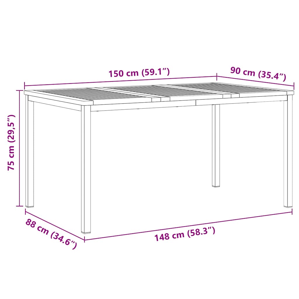 Esstisch Braun 150 x 90 x 75 cm Massivholz Akazie