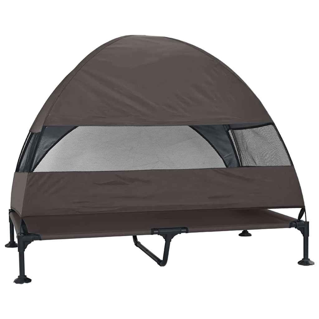 Hochgelegtes Hundebett Braun 127 x 81 x 108 cm Stoff und Stahl