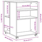 Beistelltisch mit Rollen Betongrau 55x60x78 cm Holzwerkstoff