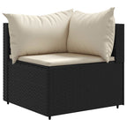 7-tlg. Garten-Lounge-Set mit Kissen Schwarz Poly Rattan