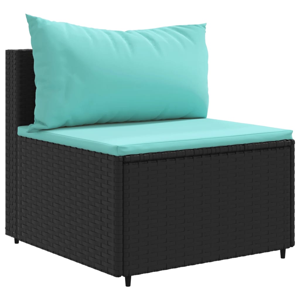 8-tlg. Garten-Lounge-Set mit Kissen Schwarz Poly Rattan