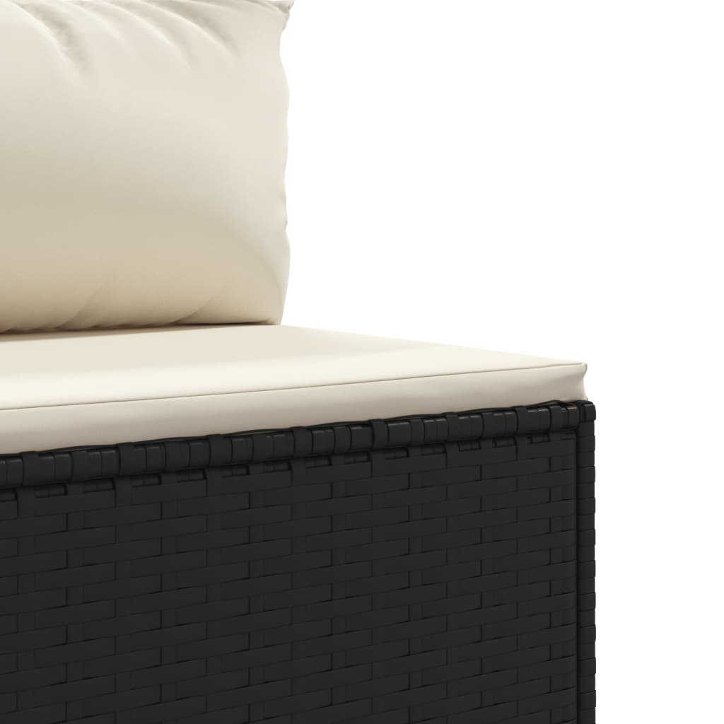 4-tlg. Garten-Lounge-Set mit Kissen Schwarz Poly Rattan
