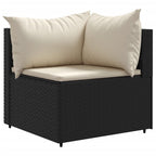 4-tlg. Garten-Lounge-Set mit Kissen Schwarz Poly Rattan