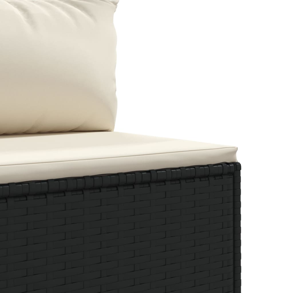 4-tlg. Garten-Lounge-Set mit Kissen Schwarz Poly Rattan