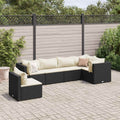 6-tlg. Garten-Lounge-Set mit Kissen Schwarz Poly Rattan
