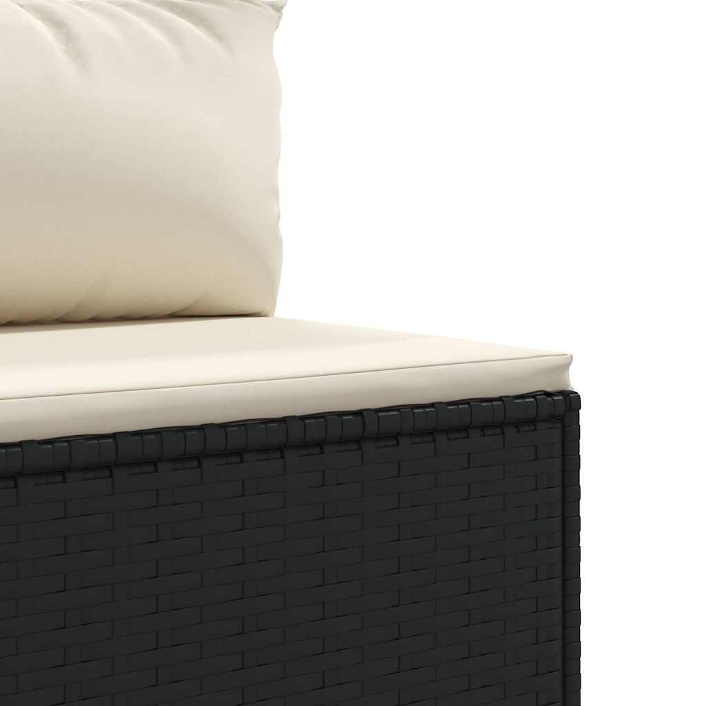 8-tlg. Garten-Lounge-Set mit Kissen Schwarz Poly Rattan