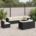 8-tlg. Garten-Lounge-Set mit Kissen Schwarz Poly Rattan
