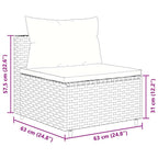 6-tlg. Garten-Lounge-Set mit Kissen Grau Poly Rattan