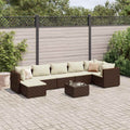 8-tlg. Garten-Lounge-Set mit Kissen Braun Poly Rattan
