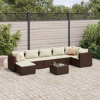 8-tlg. Garten-Lounge-Set mit Kissen Braun Poly Rattan