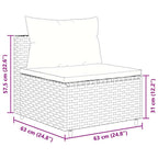 6-tlg. Garten-Lounge-Set mit Kissen Grau Poly Rattan