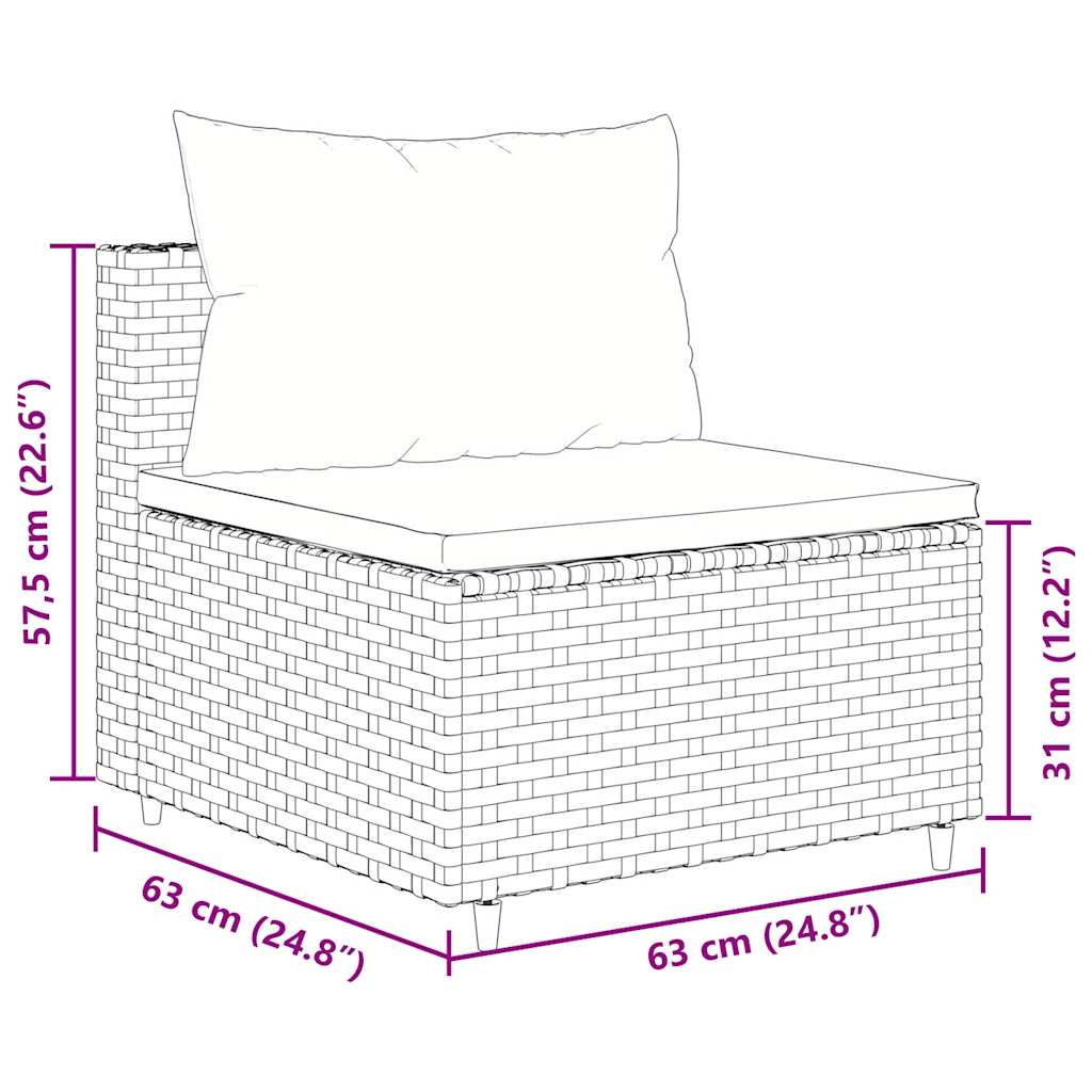 6-tlg. Garten-Lounge-Set mit Kissen Grau Poly Rattan