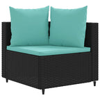 9-tlg. Garten-Sofagarnitur mit Kissen Schwarz Poly Rattan