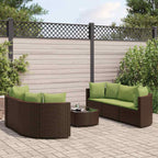 7-tlg. Garten-Sofagarnitur mit Kissen Braun Poly Rattan