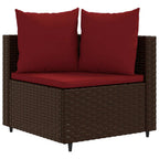 5-tlg. Garten-Sofagarnitur mit Kissen Braun Poly Rattan