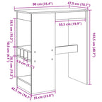 Bartisch mit Regal Artisan-Eiche 90x47,5x103,5 cm Holzwerkstoff