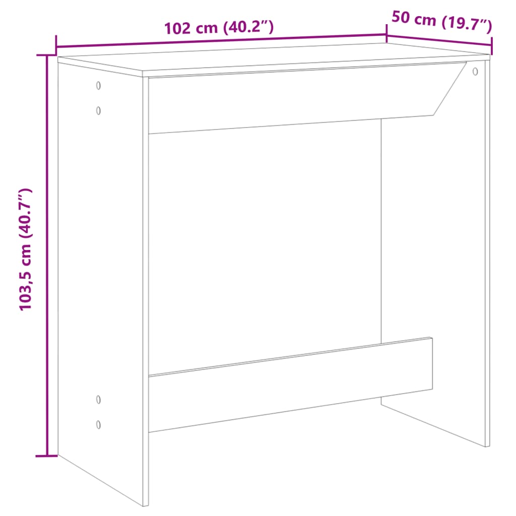 Bartisch Weiß 102x50x103,5 cm Holzwerkstoff