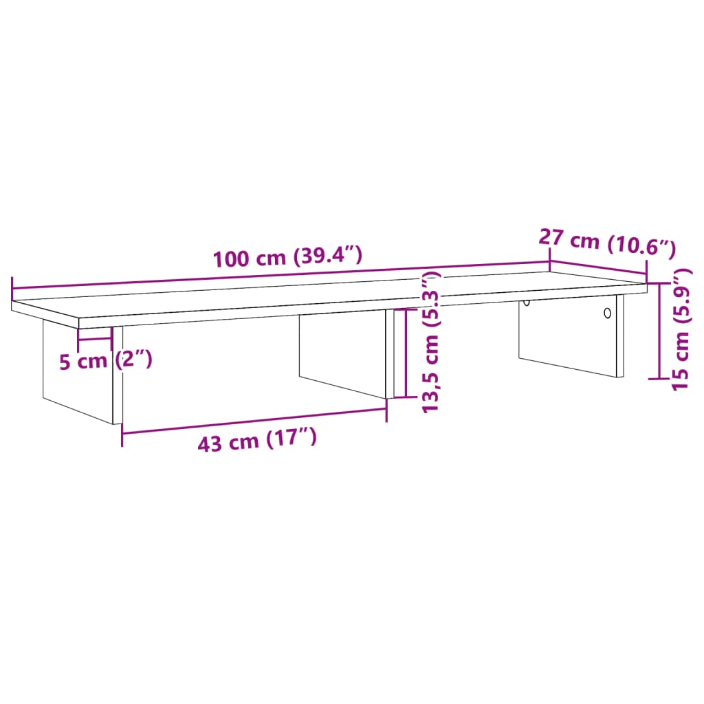 Monitorständer Artisan-Eiche 100x27x15 cm Holzwerkstoff