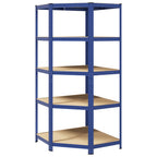 Eckregal mit 5 Böden Blau Stahl & Holzwerkstoff