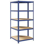 Eckregal mit 5 Böden Blau Stahl & Holzwerkstoff