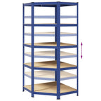 Eckregal mit 5 Böden Blau Stahl & Holzwerkstoff