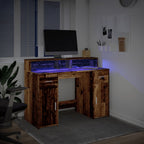LED-Schreibtisch Altholz-Optik 120x55x91 cm Holzwerkstoff