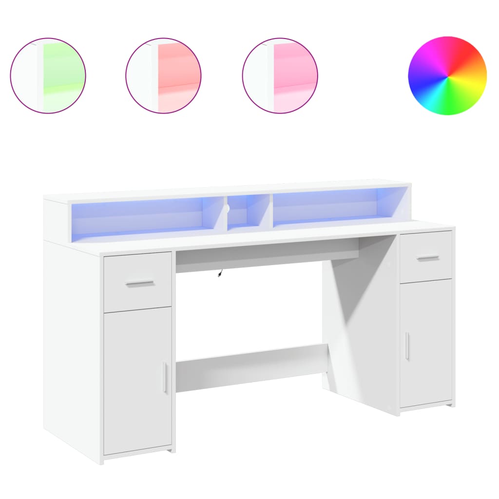 LED-Schreibtisch Weiß 160x55x91 cm Holzwerkstoff