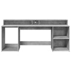 LED-Schreibtisch Betongrau 200x55x91 cm Holzwerkstoff