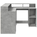 LED-Schreibtisch Betongrau 130x130x91 cm Holzwerkstoff