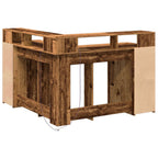LED-Schreibtisch Altholz-Optik 130x130x91 cm Holzwerkstoff