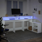 LED-Schreibtisch Weiß 200x104x91 cm Holzwerkstoff