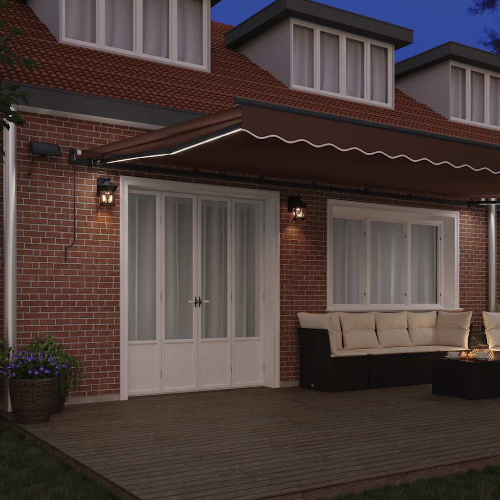 Markise Manuell mit LEDs Braun 600x300 cm