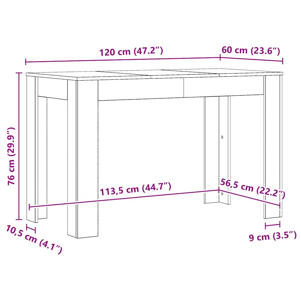 Esstisch Artisan-Eiche 120x60x76 cm Holzwerkstoff