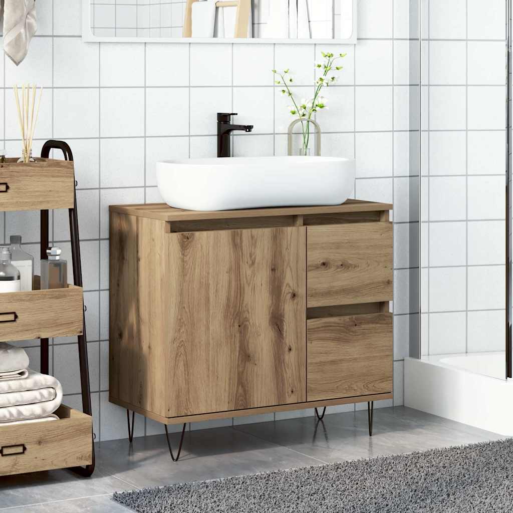 Waschbeckenunterschrank Artisan-Eiche 65x33x60 cm Holzwerkstoff