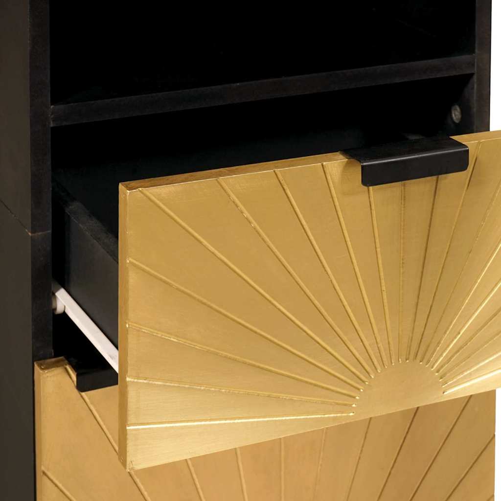 Badezimmerschrank mit Regal Schwarz und Gold 38 x 33 x 160 cm