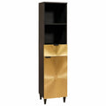Badezimmerschrank mit Regal Schwarz und Gold 38 x 33 x 160 cm