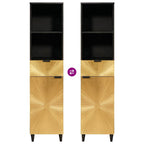 Badezimmerschrank mit Regal Schwarz und Gold 38 x 33 x 160 cm