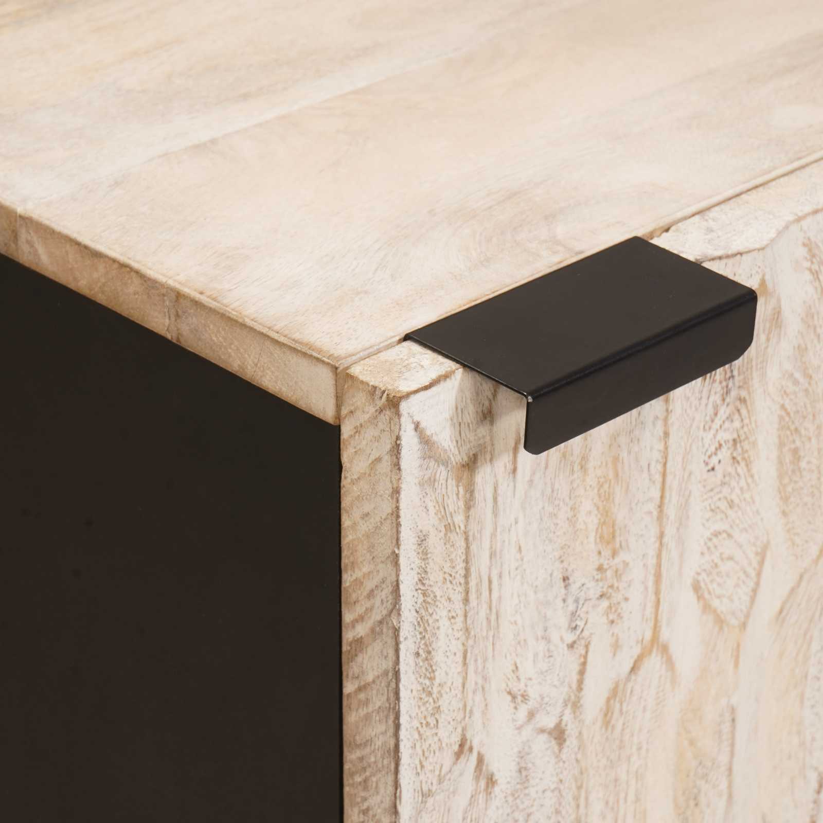 Badezimmerschrank mit Tür Weiß 38 x 33 x 58 cm Massivholz Mango