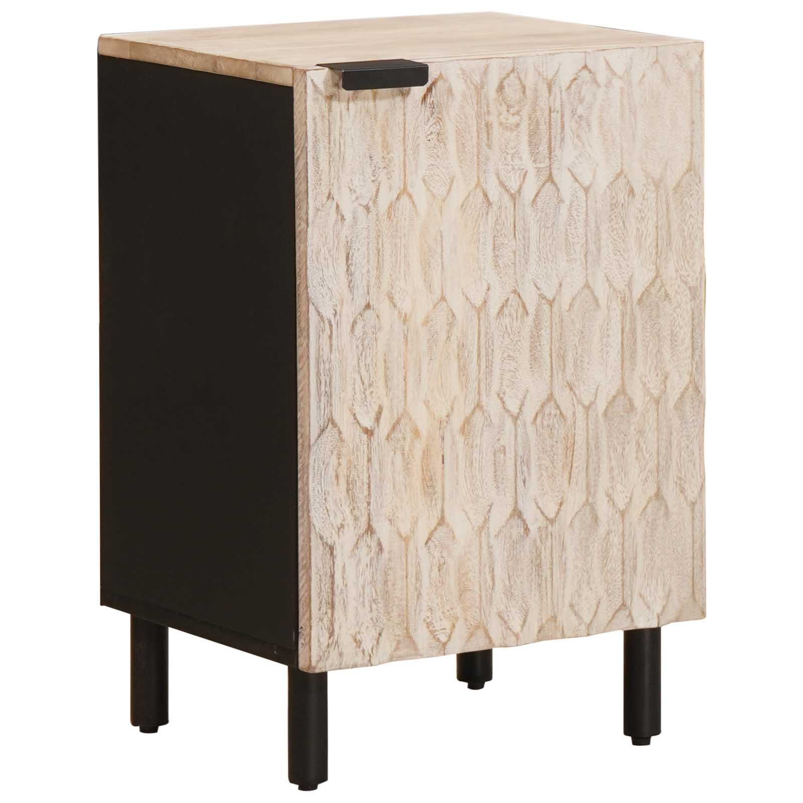 Badezimmerschrank mit Tür Weiß 38 x 33 x 58 cm Massivholz Mango