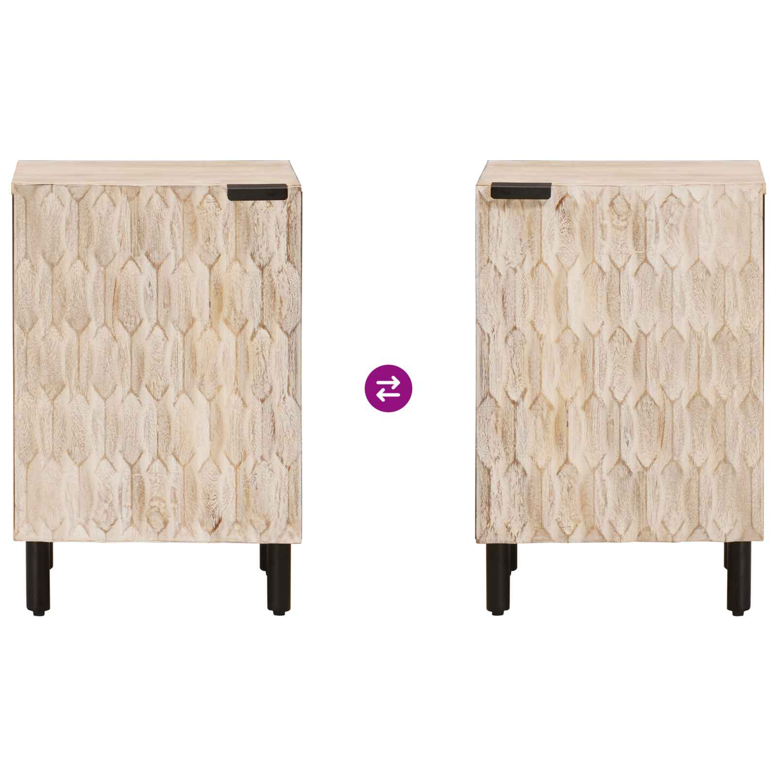 Badezimmerschrank mit Tür Weiß 38 x 33 x 58 cm Massivholz Mango