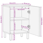 Badezimmerschrank mit Tür Weiß 38 x 33 x 58 cm Massivholz Mango