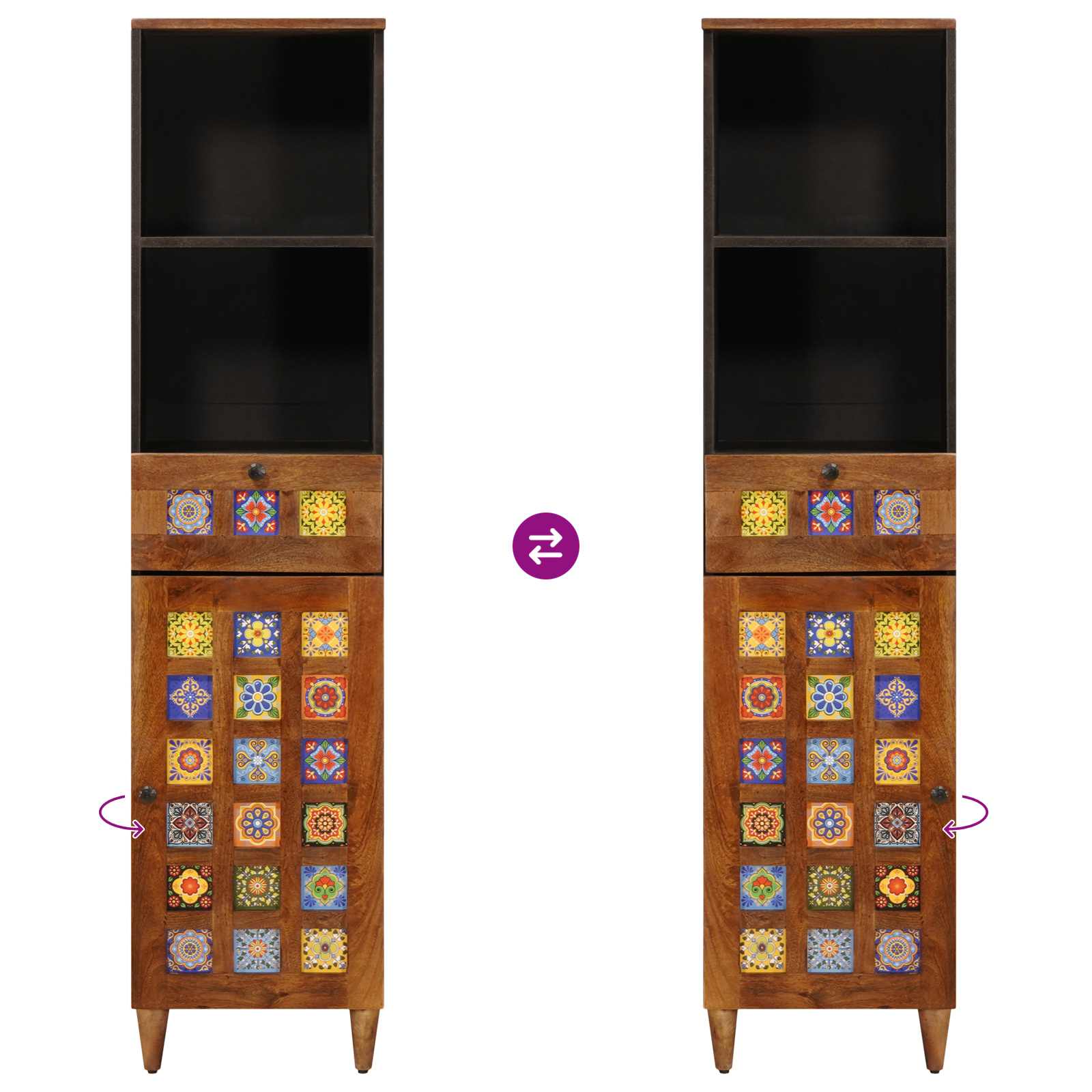 Badezimmerschrank mit Schubladen Walnuss 38 x 33 x 160 cm