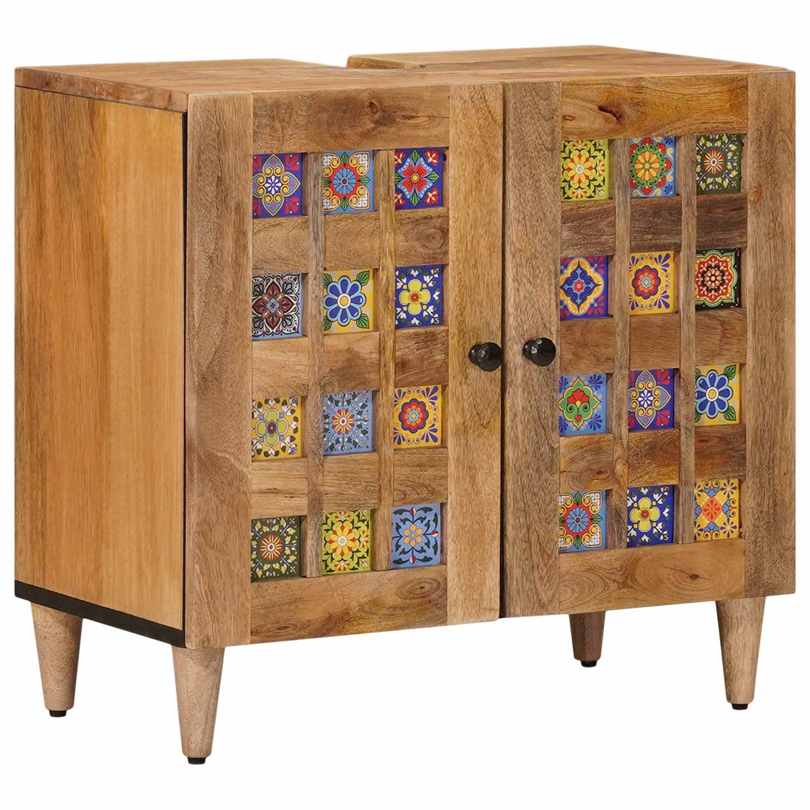 Waschbeckenschrank Natur 62 x 33 x 58 cm Massivholz Mango