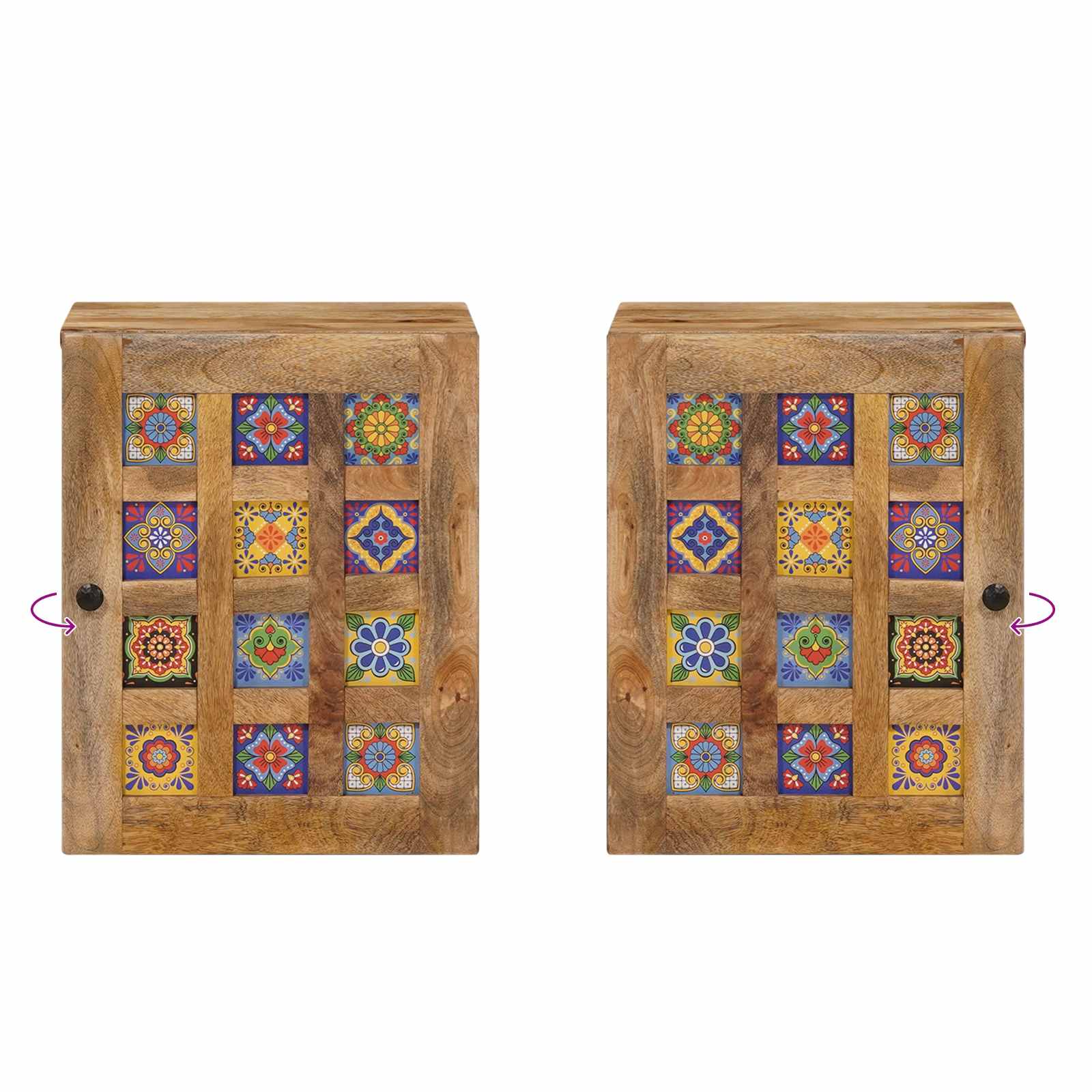 Badezimmer Hängeschrank Natur 38 x 33 x 48 cm Massivholz Mango